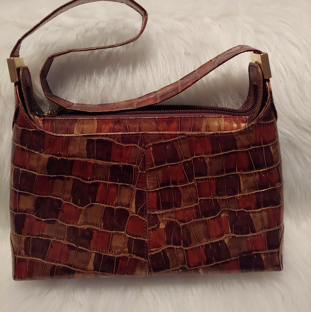 Stuart Weitzman Leather Croc Shoulder Bag